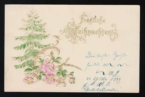 Tannenbaum Herbe Roses Joyeux Noël Düsseldorf /Horsten 23 + 24.12.1899