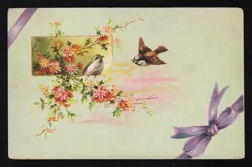 Moquettes oiseaux violet boucle fleurs colorées poste de champ Lauringen 11.7.1918