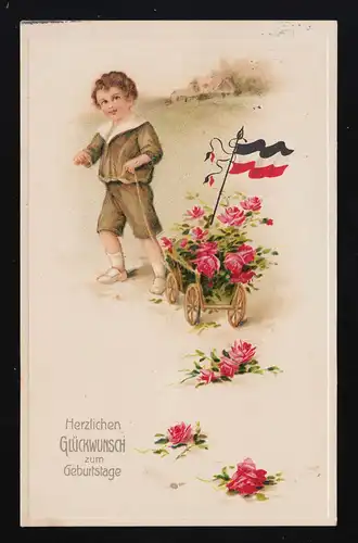 Jeunes voitures Roses drapeau de Reich, Félicitations anniversaire, Mühlhausen 27.10.1916