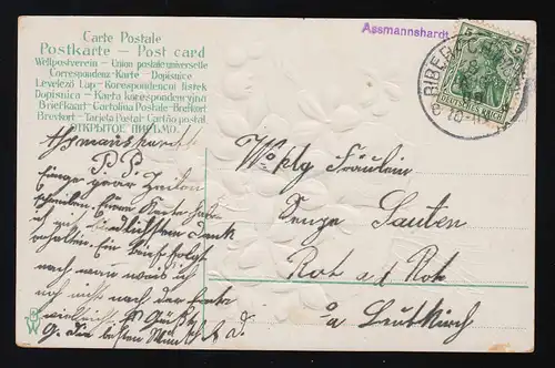 Violet autruche, message de printemps dans la maison, Biberach 8.8.1908