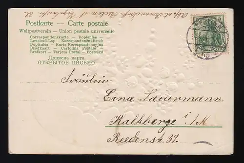 Ei mit Vergissmeinnicht und Maiglöckchen Fröhliche Ostern, Berlin 14.4.1906