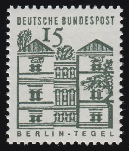 455b Bauwerke 15 Pf Tegel, schwarzolivgrün, postfrisch **