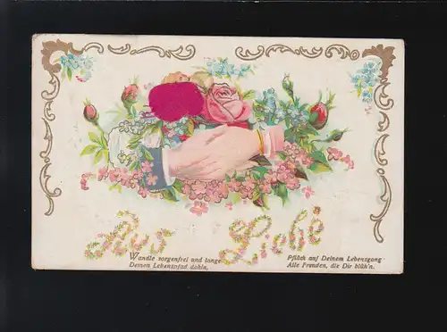 Paar Hände reichen Rosen, Aus Liebe, Feldpost K.B.10. Infant. Regiment 9.3.1916