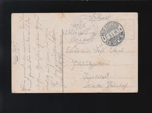Paar Hände reichen Rosen, Aus Liebe, Feldpost K.B.10. Infant. Regiment 9.3.1916