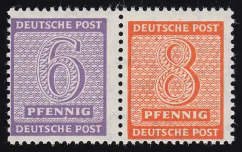 Zusammendruck Ziffern WZd 15 mit PLF 129 IV weißer Fleck unter N von PFENNIG, **