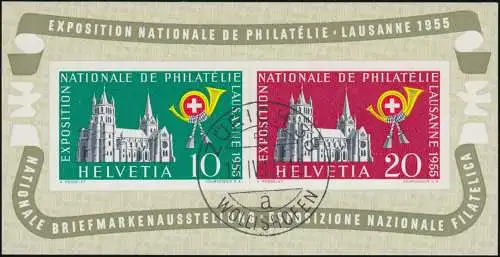 Suisse Block 15 Exposition Lausanne 1955: Tampon du jour ZÜRICH 38 - 12.4.1955