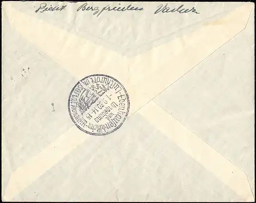 1. Postflug roter Kasten-SSt VADUZ-ST.GALLEN 31.8.1930, auf R-Brief mit 108-113 
