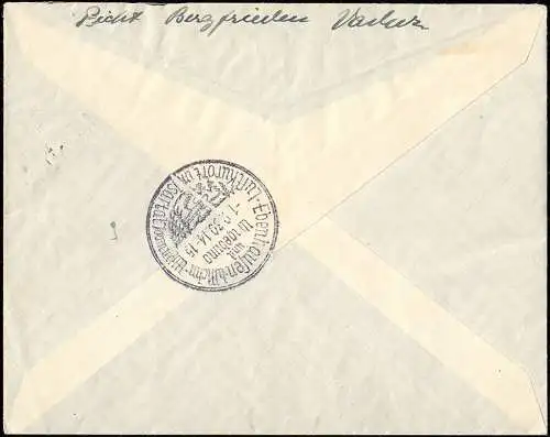 1. Vol postal de caste rouge VADUZ-ST.GALLEN 31.8.130, sur lettre R avec 108-113