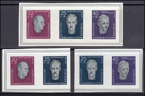 606-608B aus Block 15 Buchenwald, 3 ungezähnte Zusammendrucke, Set postfrisch **