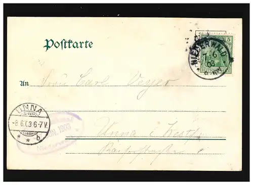 AK National Monument sur la Forêt-Niederwald 7.6.1903 / Unna 8.6.19 03