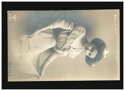 AK Femmes: Femme avec boucles et boucle, Je t'aime?, Dresden 30.03.1912