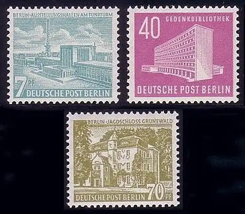 121-123 Berliner Bauten 1954, 3 Werte - Satz postfrisch **
