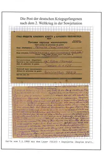 Kriegsgefangenenpost Karte aus Degtjarsk Lager 7313/2 UdSSR Hechenwang 7.1.1948