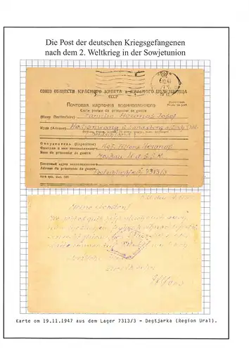 Kriegsgefangenenpost Karte Degtjarsk Lager 7313/2 UdSSR Hechenwang 19.11.1947