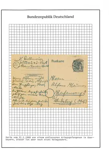 Kriegsgefangenenpost von entl. Kameraden an Kriegsgefangenen, Wittmund 22.1.1948