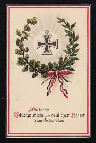 Eisernes Kreuz Eichenlaub Lorbeer Glückwünsche Geburtstag, München 21.12.1915