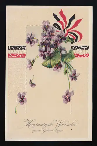 Violet Licé avec boucle et ornements en couleurs Reichs, Cossdorf 28.2.1916