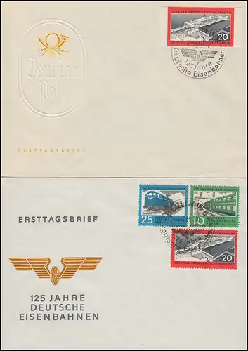 804-806 + 805B Eisenbahn 1960, Satz auf FDC 1 (gezähnt) sowie mit FDC 2 (805B)