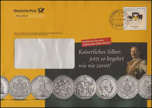 Plusbrief F 517 Postkutsche - Kaiserliches Silber WEIDEN 27.12.2010