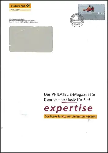Plusbrief F 492 Wofa Hubschrauber Philatelie-Magazin - expertise WEIDEN 15.6.10