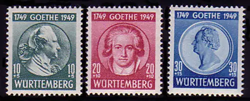 44-46 Württemberg Goethe 1949, Satz, postfrisch **