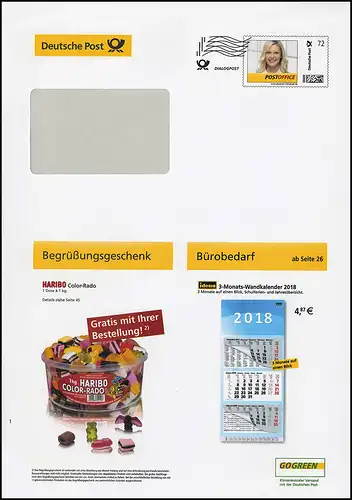 Plusbrief EAI B 100/1 Dialogpost Frauenportrait 72 Cent HARIBO Wandkalender 2017