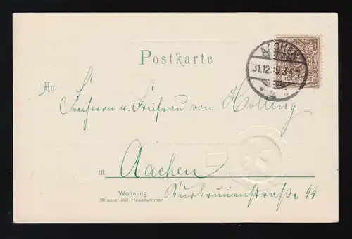 Florale Goldranken Félicitations Kleeblatt Siegel, Aachen 31.12.1909