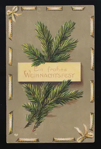 Tannenreisig Ein frohes Weihnachtsfest geprägte Schleifen, Detmold 24.12.1907
