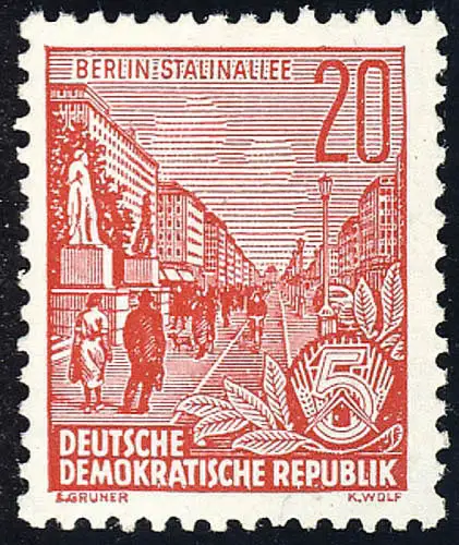 455 XI Fünfjahrplan neue Farbe/Wert 20 Pf Wz.2 XI ** postfrisch