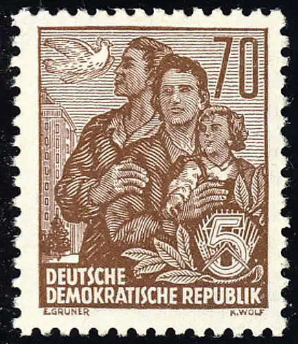 458 Fünfjahrplan neue Farbe/Wert 70 Pf, postfrisch **