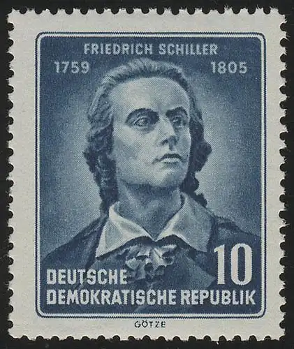465A Friedrich Schiller 10 Pf, gezähnt, ** postfrisch