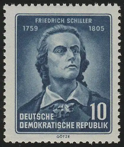 465A Friedrich Schiller 10 Pf, gezähnt, ** postfrisch