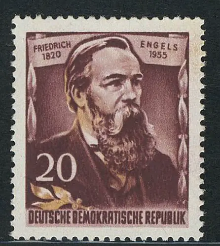 488A YII Friedrich Engels 20 Pf Wz.2 Yll ** post-fraîchissement