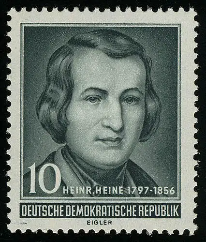 516 YII Heinrich Heine 10 Pf Wz.2 YII ** postfrisch