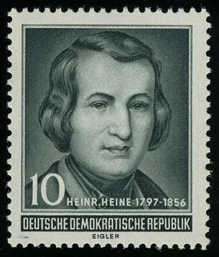 516 YII Heinrich Heine 10 Pf Wz.2 YII ** postfrisch