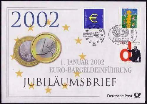 2234 Introduction de l'euro en espèces 2002 - Lettre d'anniversaire