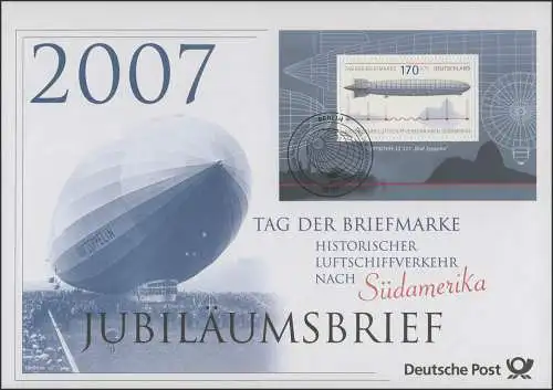 Block 69 Tag der Briefmarke & Luftschiff Zeppelin 2007 - Jubiläumsbrief