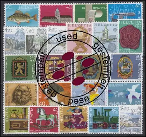 1242-1264 Suisse-Niveau 1983 complet, cacheté