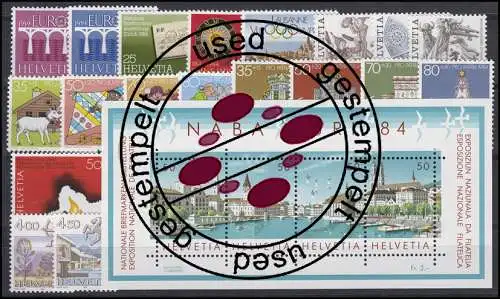 1265-1287 Schweiz-Jahrgang 1984 komplett, gestempelt