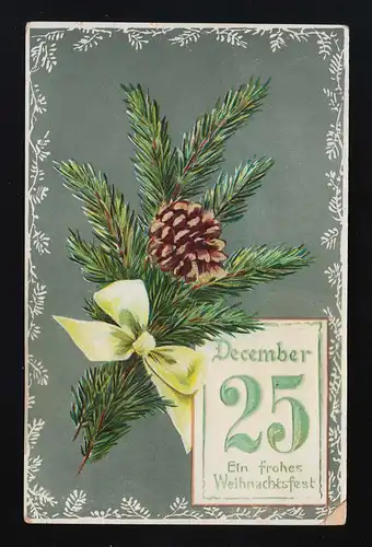 25. December frohes Weihnachtsfest Reisig gelbe Schleife Burgwaldniel 24.12.1906
