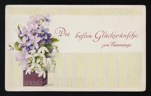 Bol Belle-mère + Bouquet de neige Félicitations Nomstag Wien 14.11.1912