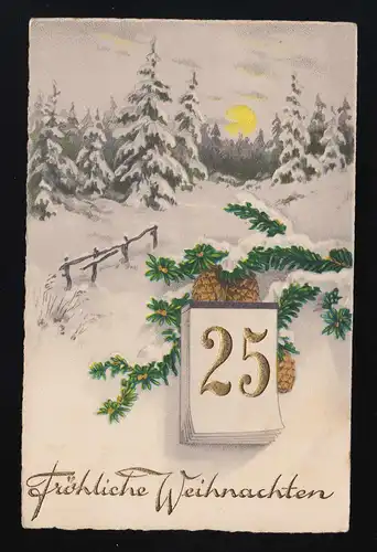 Hiver nuit dans la forêt neige calendrier 25 Joyeux Noël, inutilisé