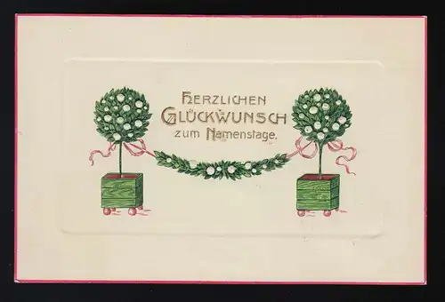 Rosenbaum blanc Girlande, Félicitations Nomstag, Munich / Mühldorf 27.1.1908