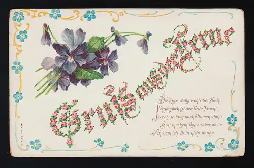 Salutation lointaine, écriture florale, La rose se flétrit sans emploi pendant la nuit