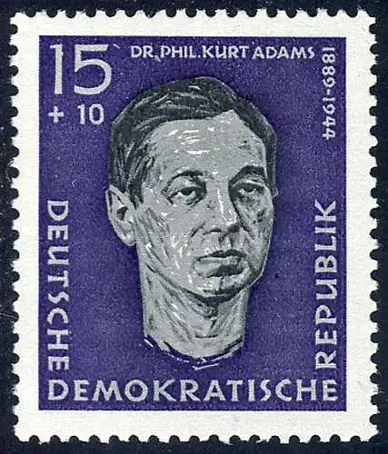 637 Gedenkstätten Dr. Kurt Adams 15+10 Pf ** postfrisch