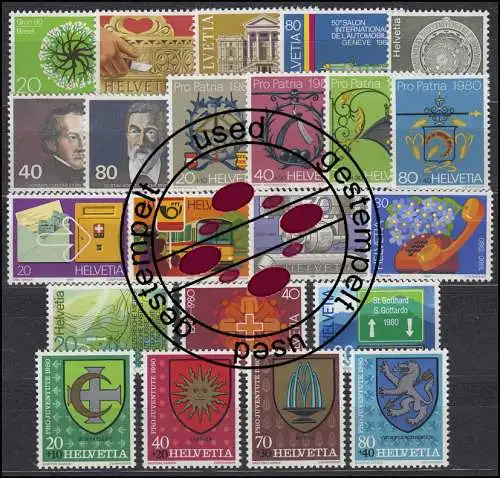 1169-1190 Schweiz-Jahrgang 1980 komplett, gestempelt