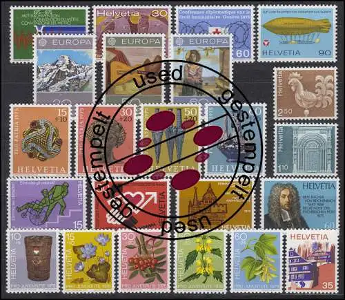 1046-1068 Schweiz-Jahrgang 1975 komplett, gestempelt