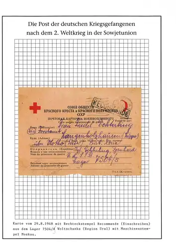 Poste de prisonniers de guerre Tampon Recommande Camp 7504/3 Voltchansk du 29.8.1948