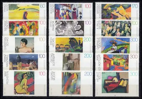 1617ff Deutsche Malerei 1992-1996: 5 komplette Sätze, Set ** postfrisch 