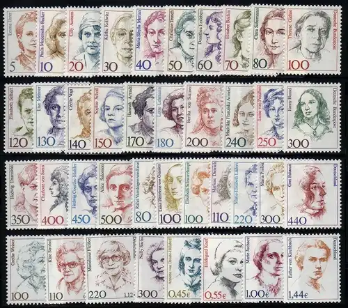 1304ff Série permanente Femmes 1986-2003, 39 timbres, taux complet **